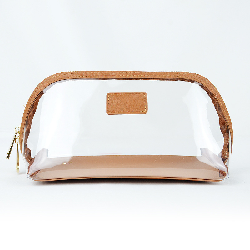 2024 new summer beauty tpu stitching semicircle cosmetic bag advanced simple waterproof storage transparent jelly bag