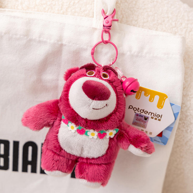 Genuine Disney Authorized Strawberry Bear Keychain Plush Pendant for Girls School Bag Bag Hanging Ornaments Birthday Gift