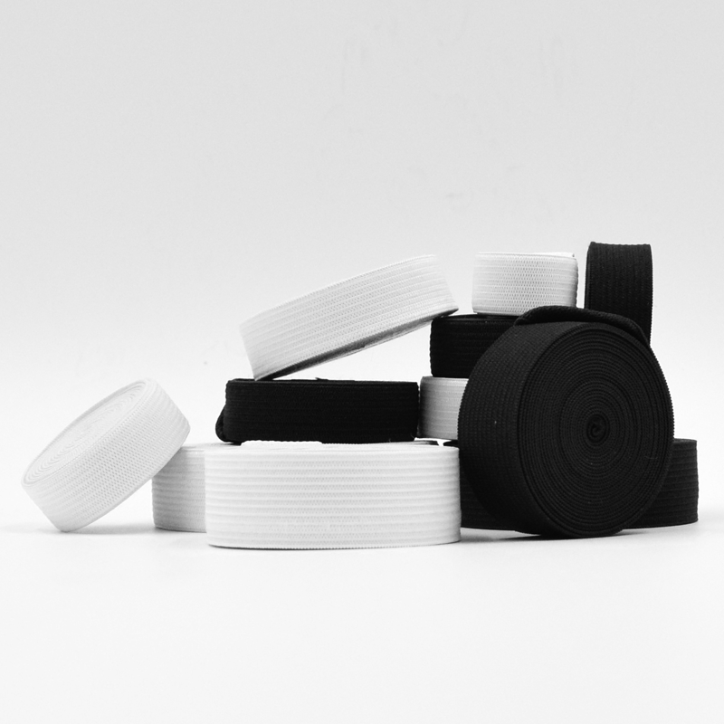 Spot Black and White Crochet Edge Latex Elastic Knitted Plain Flat Clothes Rubber High Elastic Wide Waist Elastic Band
