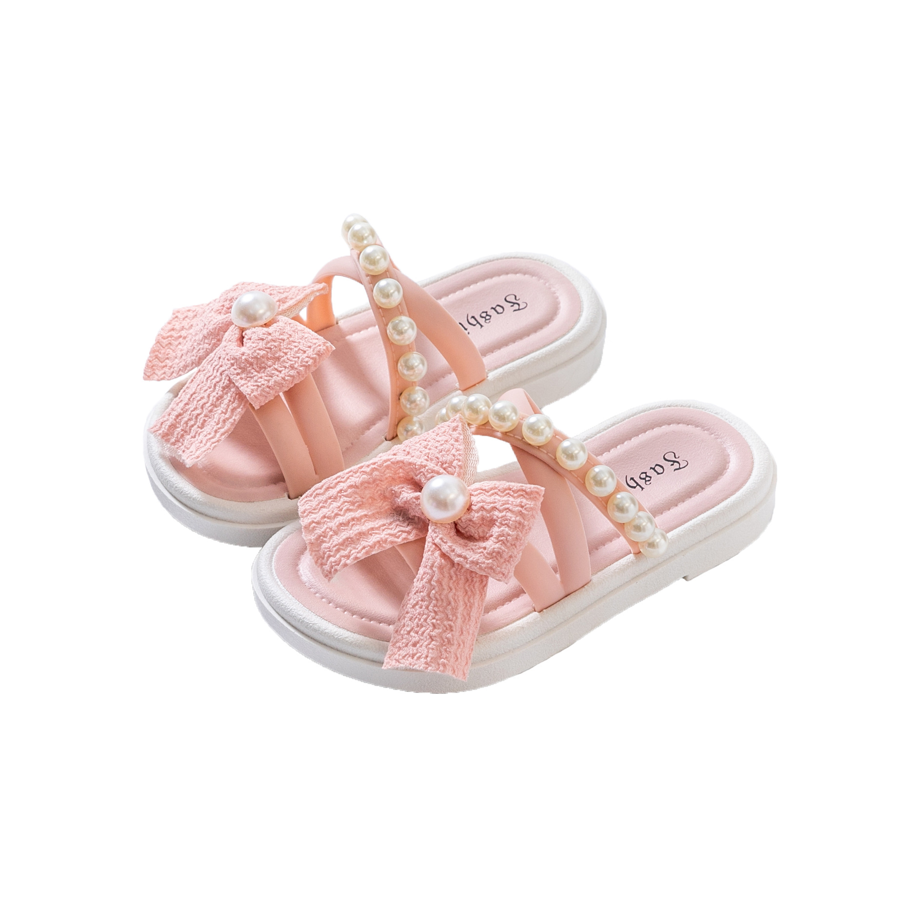 Girls' outdoor slippers children's shoes 2024 Summer new children's sandals fashion butterfly knot beach comfortable soft bottom sandals