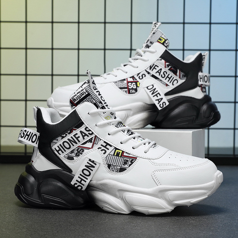 Spring Men's Shoes New breathable high-top shoes men's fashionable all-match hidden height sneaker casual daddy fashion shoes