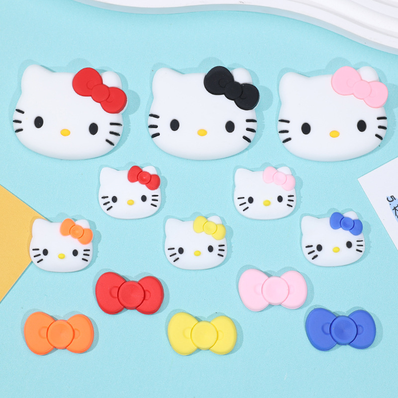 Three-dimensional Bow Tie Cat Large KT Cat DIY Soft Silicone Accessories Hook Decoration Mobile Phone Case Insulation Water Cup Tow