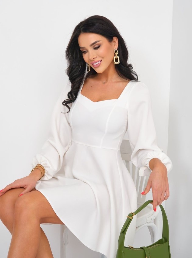 X2330 foreign trade women's clothing wholesale independent station new fashion casual solid color long sleeve puff sleeve dress women