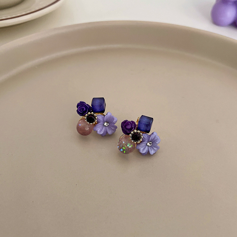 32# silver needle-crystal-flowers