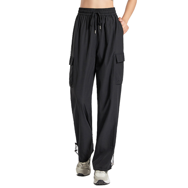Fitness overalls for women 2023 new autumn high waist slimming draping wide leg autumn casual American quick-drying Sports