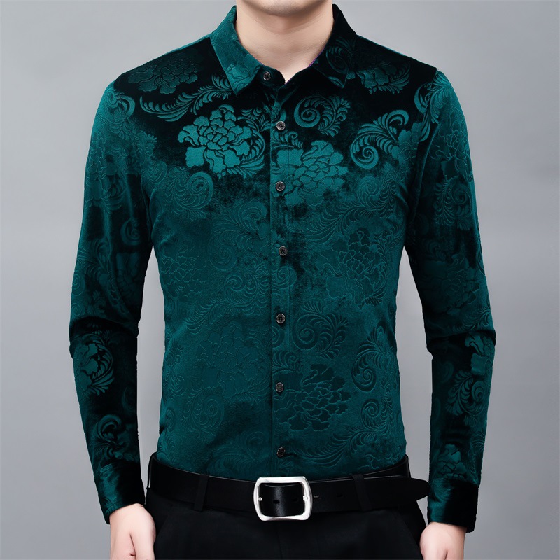 Early Autumn Men's Elegant Thin Retro Shirt Men's Casual Middle-aged Dad Long-sleeved Non-iron Shirt Men's Trendy Brand