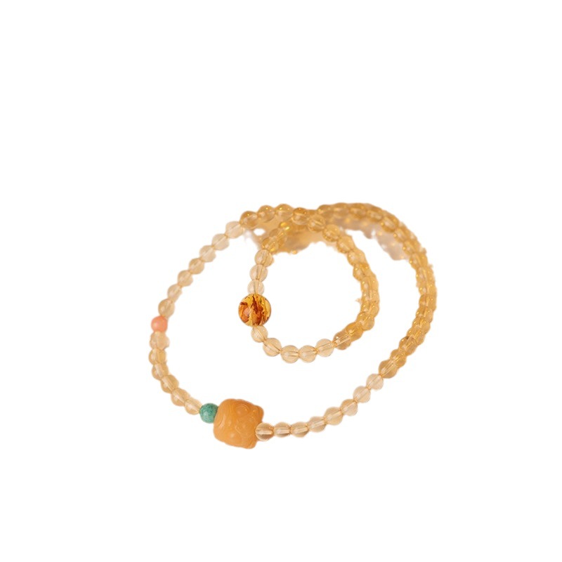 Natural citrine bracelet double ring Xingshi Bodhi bracelet beaded crystal couple bracelet stacked bracelet for men and women