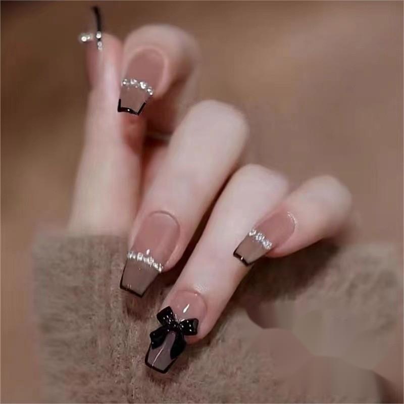 Yihe Pure Hand-Wearing Nail Art Patch Fairy Finished Nail Piece Simple Removable Internet Celebrity