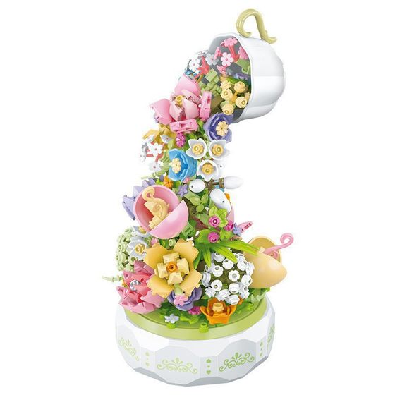 Compatible with Lego online celebrity building blocks flower pot bouquet rose assembled toy Chinese Valentine's Day Teacher's Day gift wholesale