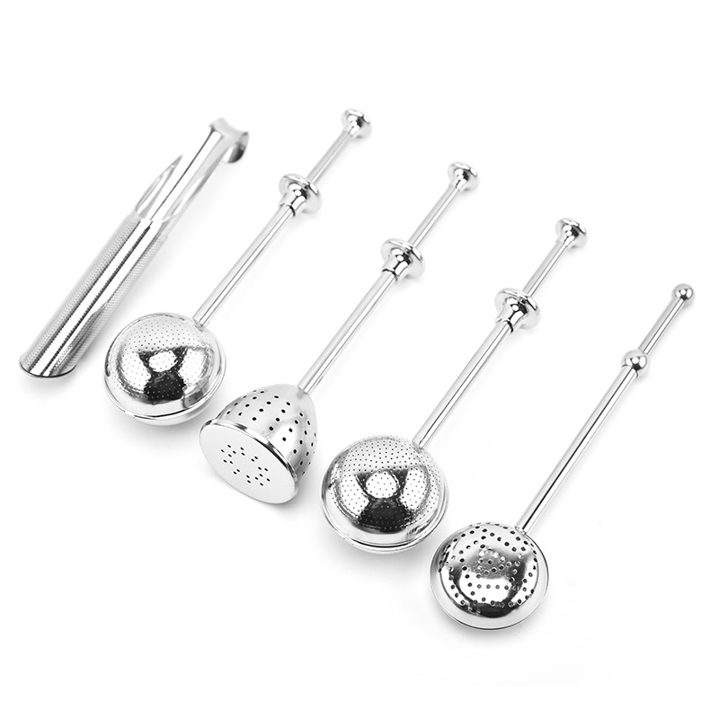 Factory spot round ball telescopic half full leakage tea filter 304 stainless steel pipe shaped tea filter tea artifact tea ball