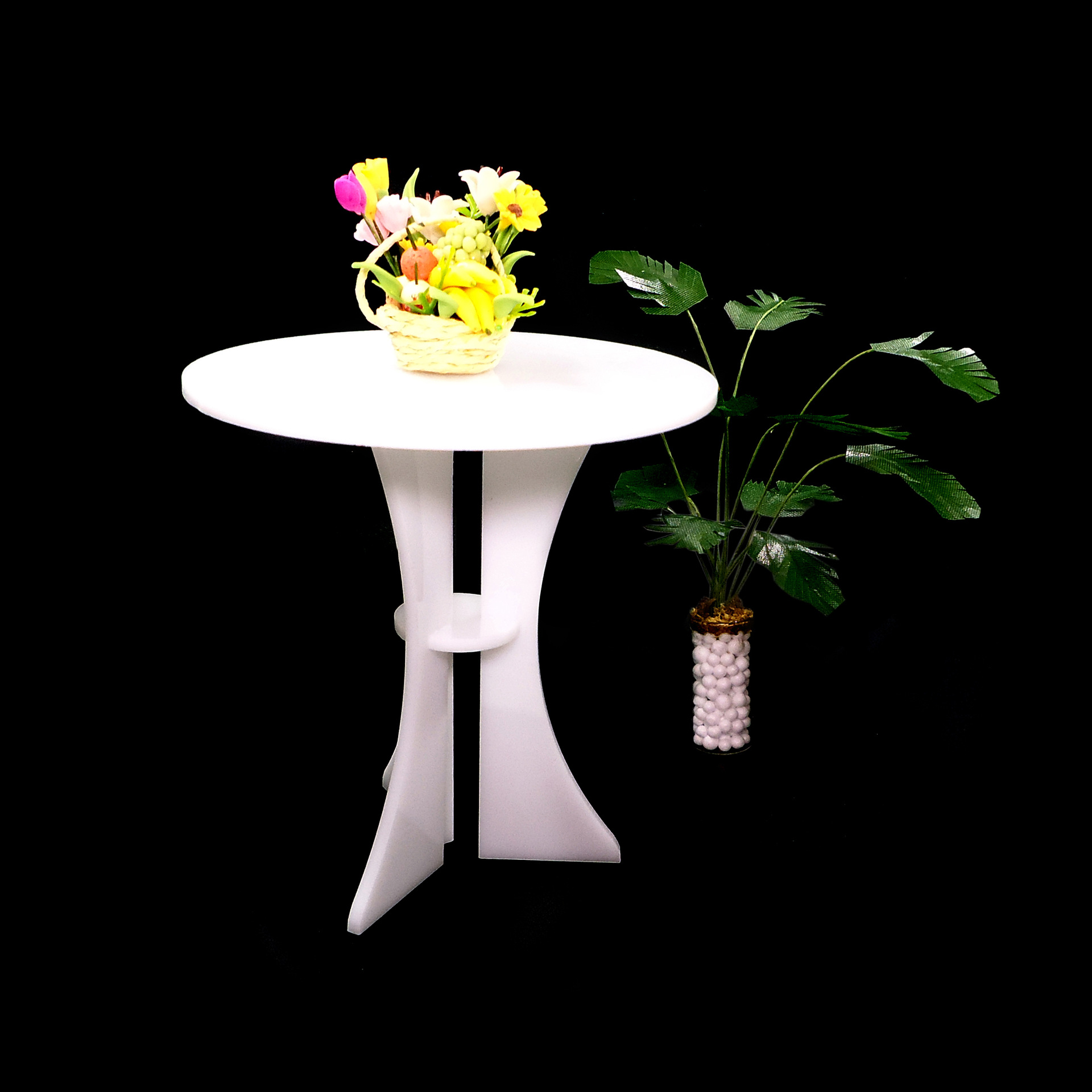 1:6 doll house accessories dollhouse European style Ghost table acrylic round table negotiation table furniture model