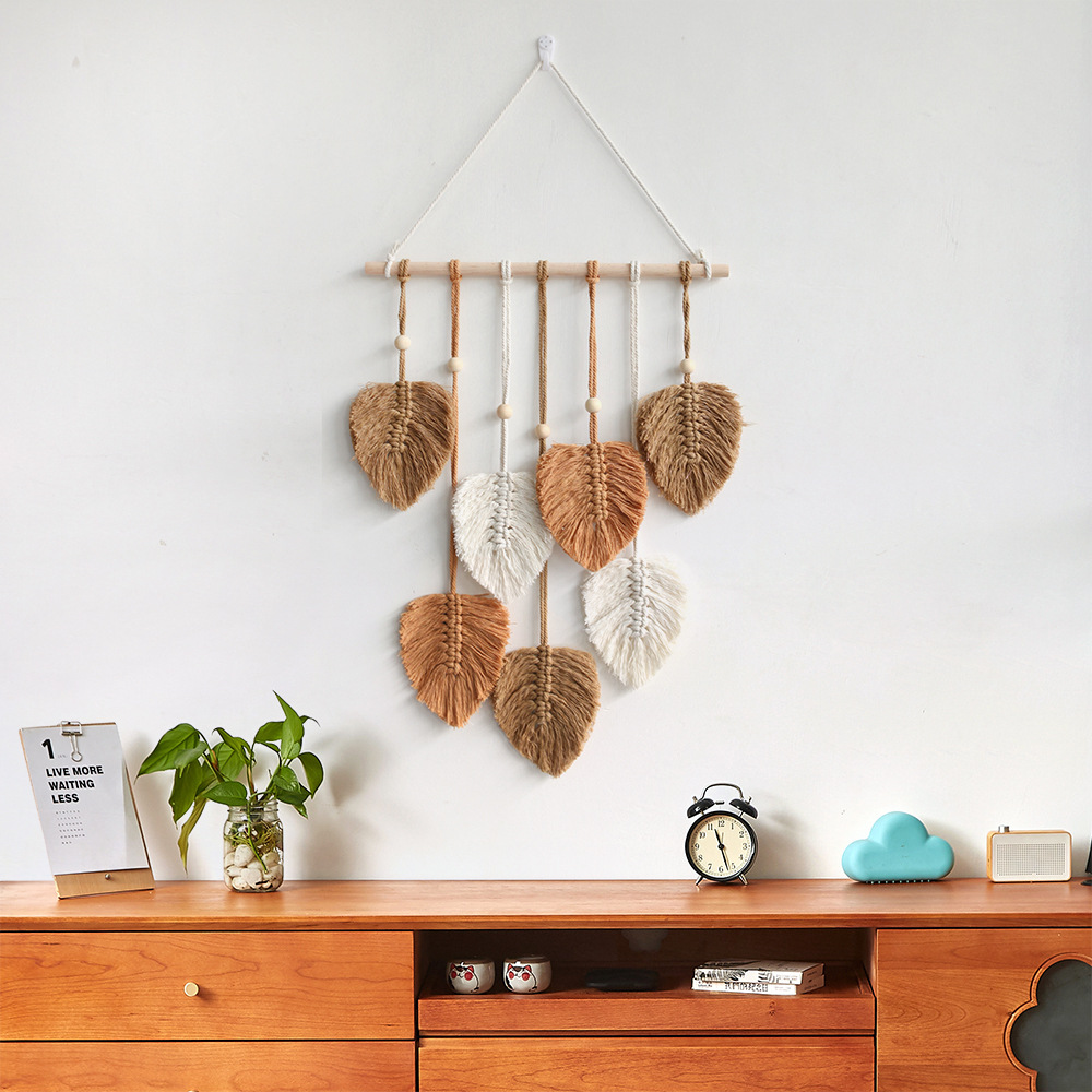 New creative hand-woven cotton rope leaf tapestry bohemian home wall decoration room wall hanging