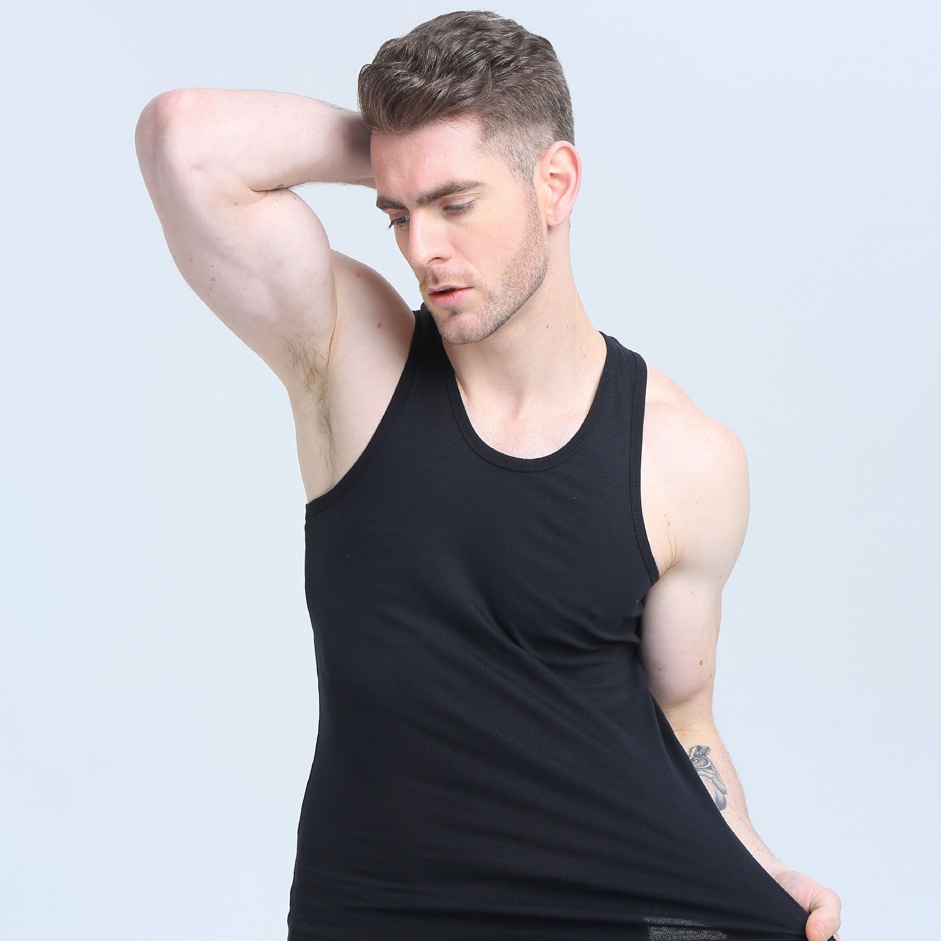 100% Pure Cotton Summer Men's Vest Youth Tight-Fit Elastic Base Sport Slim-Fit Sling Sweatshirt Solid Color New Style