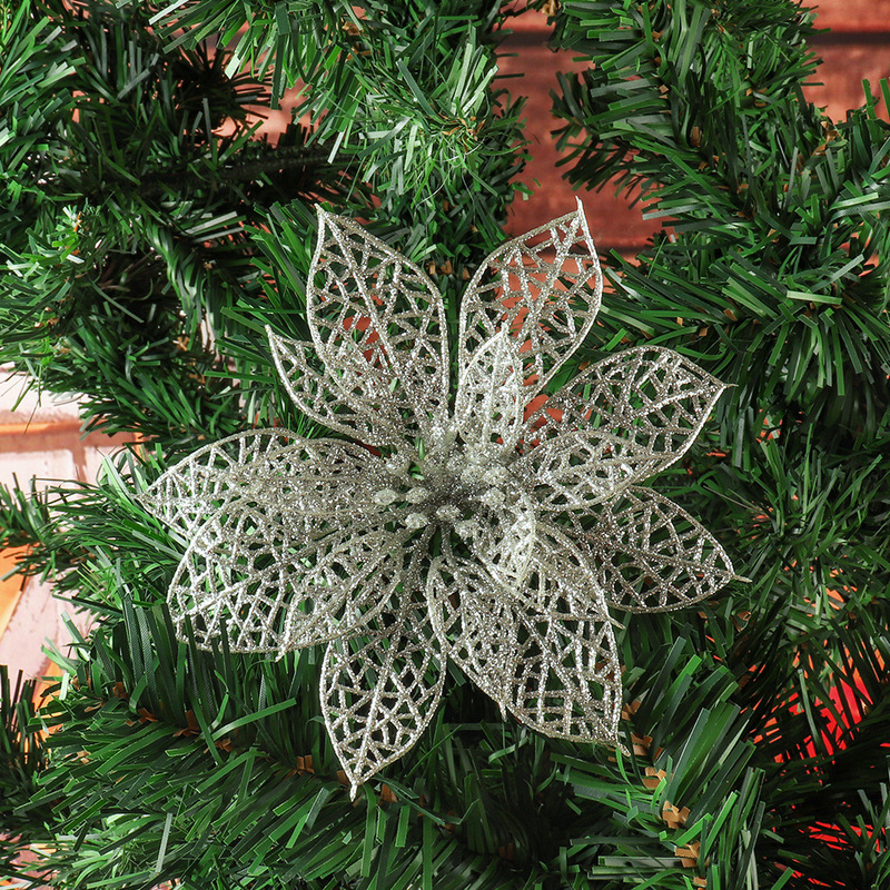 新しいクリスマス装飾プラスチッククリスマスの花 8 センチメートル小さな花ツリーリースアクセサリー|undefined