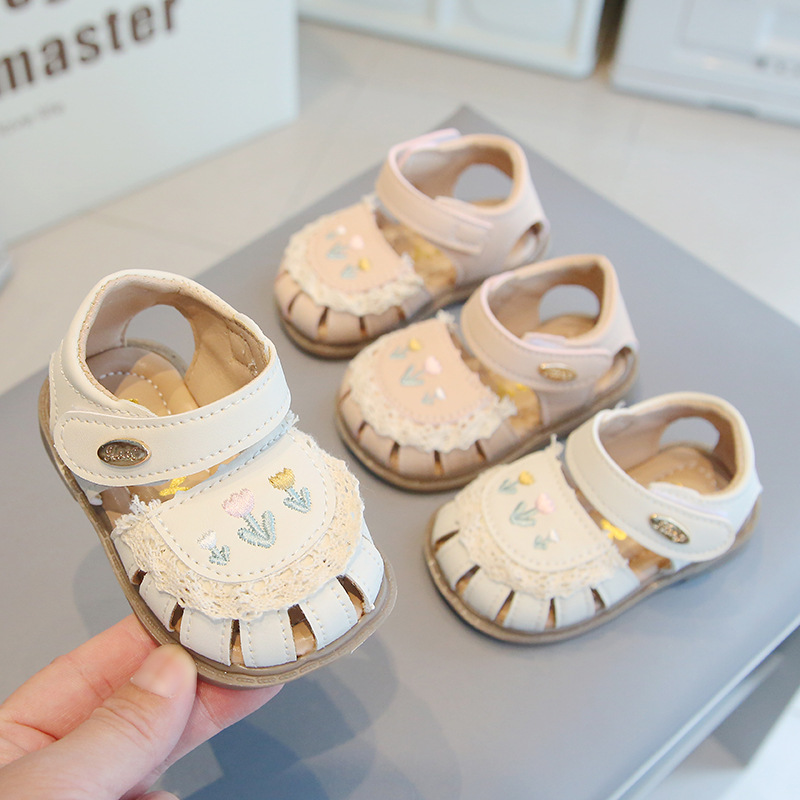 Summer New Baby Toddler Shoes Sandals Soft Bottom Toe Girls' Baby Shoes Princess Shoes Toddler Lace