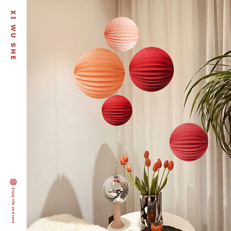 Watermelon paper lantern wedding room decoration supplies honeycomb ball wedding ornaments engagement background wall festive pendant decorations