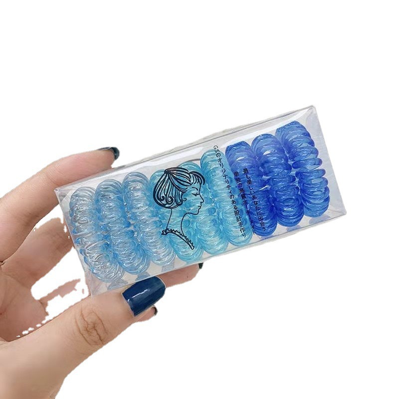 Korean Style Hair Accessories Gradient Stretch Hair Rope Women's Simple Hair Rope Boxed Candy Color Transparent Telephone Line Hair Ring Jewelry