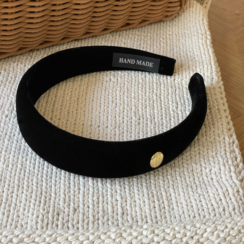 Elegant Velvet Headband With Gold Foil - Vintage Hair Crown For Women (High Crown, Soft Sponge, Comfortable Hair Accessories)_voghion.com