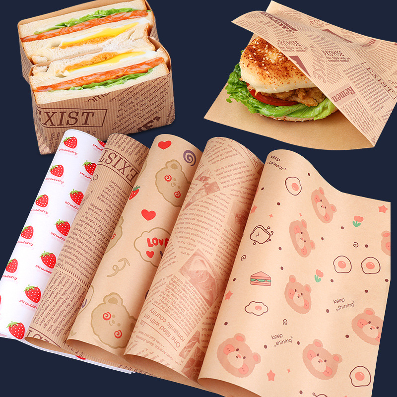 Oil-proof Oil-proof Pad Paper Tray Paper Bread Tray Oil-absorbing Paper Bread Pad Tray Paper Baking Paper Sandwich Wrapping Paper