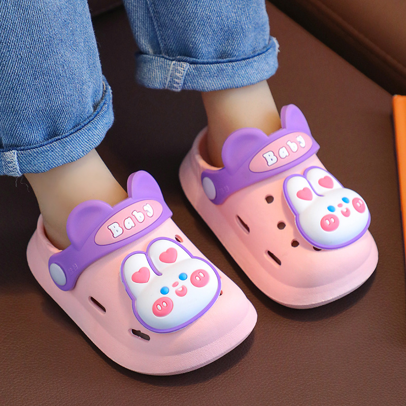 夏季儿童拖鞋宝宝洞洞鞋包头可爱卡通室内洗澡婴幼儿防滑软底凉鞋