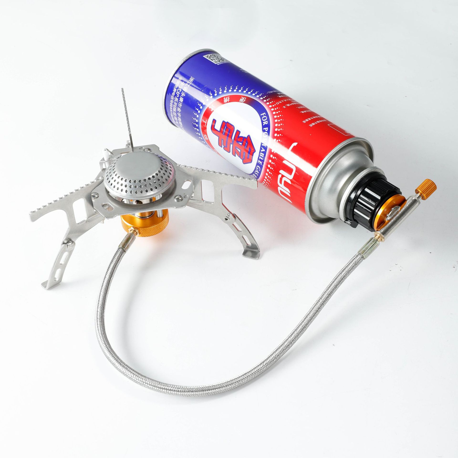 One-piece delivery outdoor camping stove windproof triangle stove portable folding card stove extension pipe cross-border
