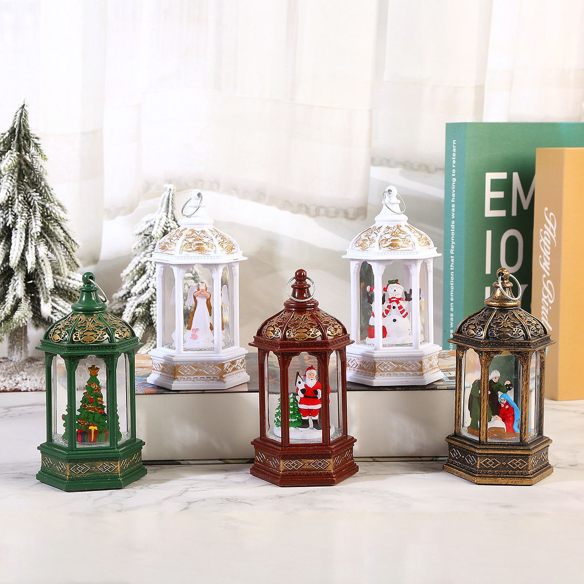 Christmas decorations Christmas gift night light Santa Claus hexagonal wind light for girlfriend water injection Christmas gift