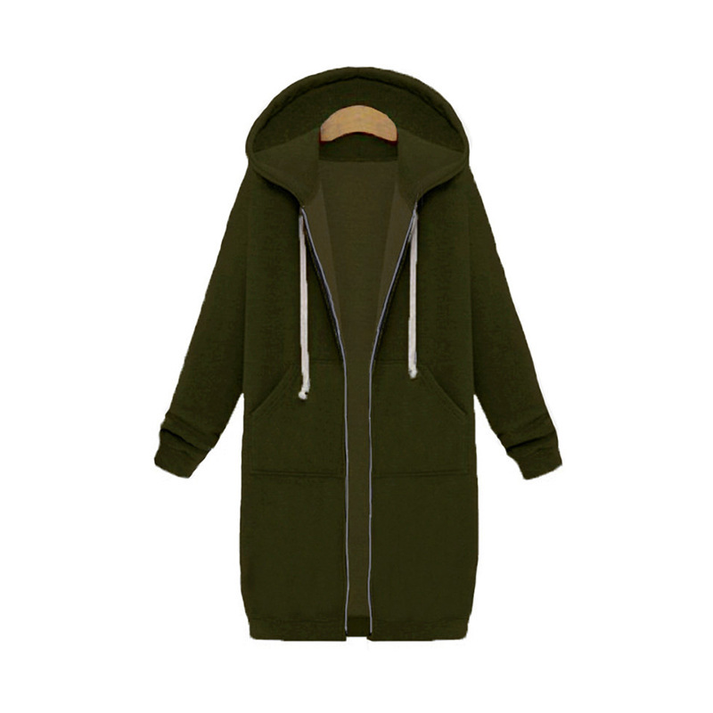 Amazon wish autumn and winter women's hooded long sleeve sweater long coat multi-color multi-size spot
