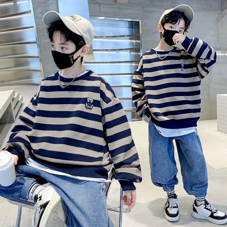 Boys' Autumn Long-sleeved T-shirt 2024 New Style Korean Casual Loose Top Pullover Base Shirt Trendy