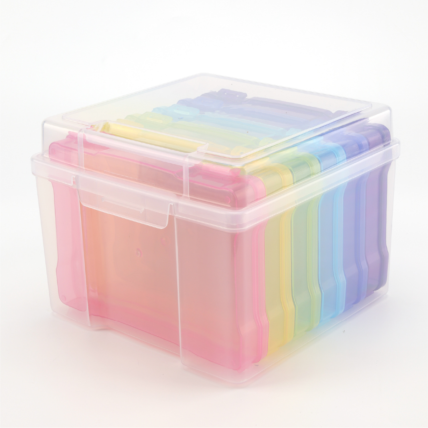 5*7inch color plastic storage box desktop storage finishing box home postcard photo greeting card storage box