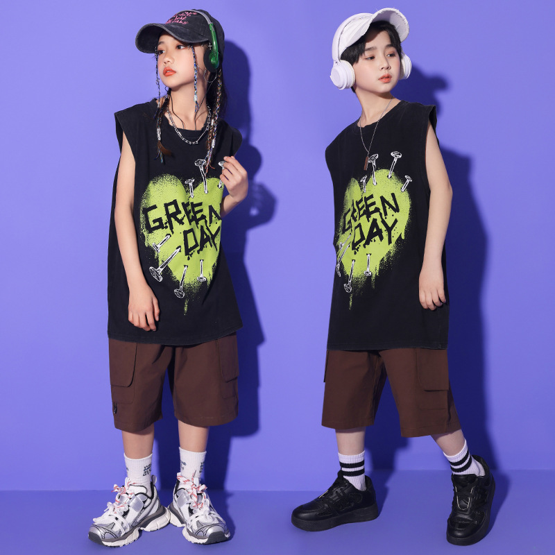 女童爵士舞服裝帥氣日系街舞演出服套裝少兒嘻哈hiphop走秀舞台潮