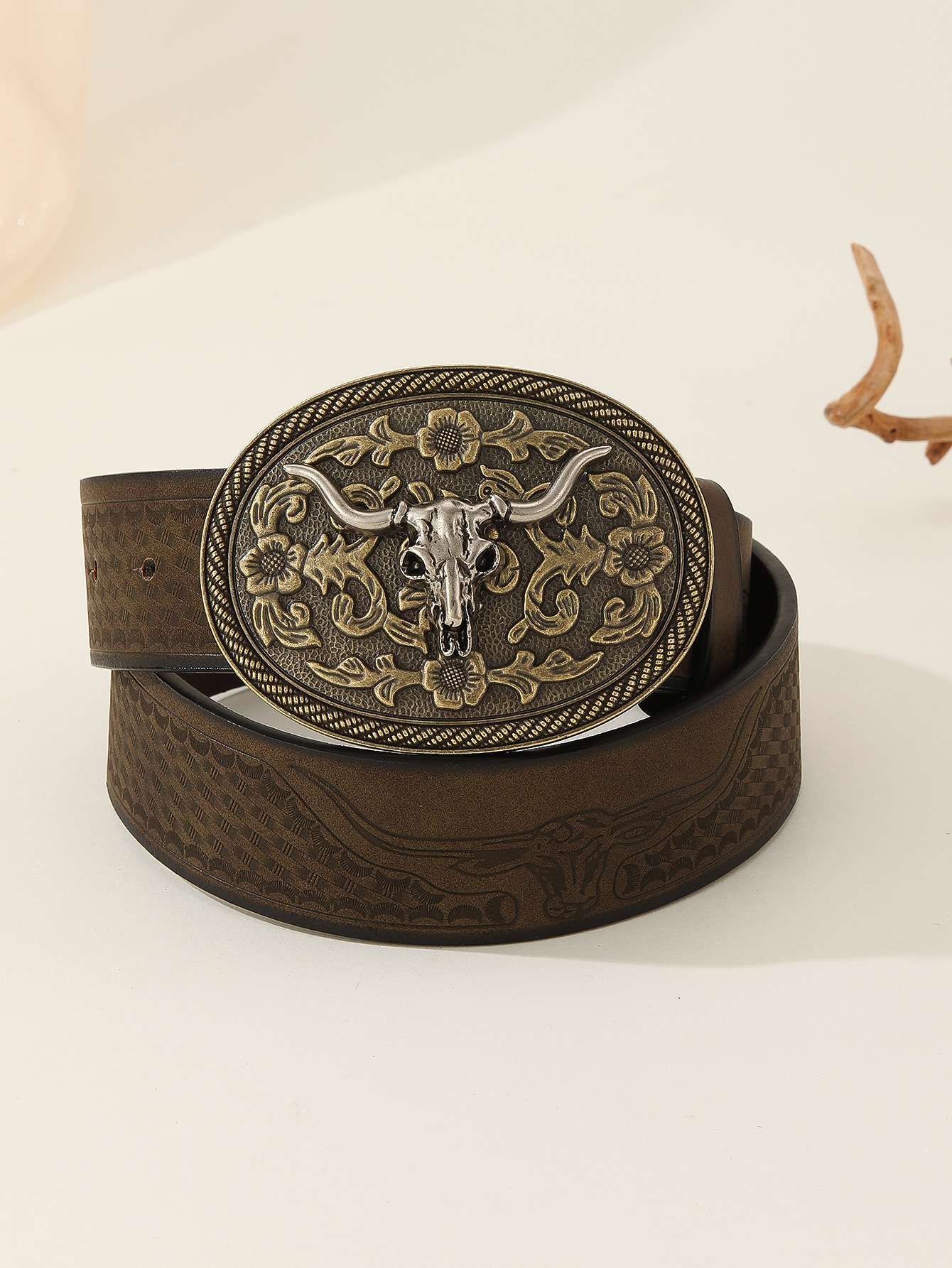 Belt Men's Western Denim casual pants with Denim versatile handsome trendy retro belt simple belt_voghion.com