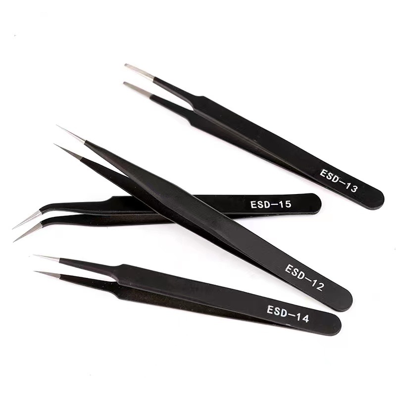 Round Edge Stainless Steel Tweezers Precision Anti-static Mobile Phone Repair Pointed Elbow Tool Bird's Nest Clip Grafting Eyelash Curler