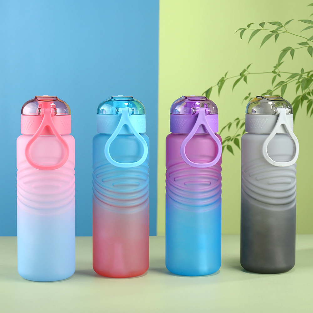 Amazon gradient color frosted space Cup large capacity plastic water Cup outdoor sports portable fitness kettle cross-border