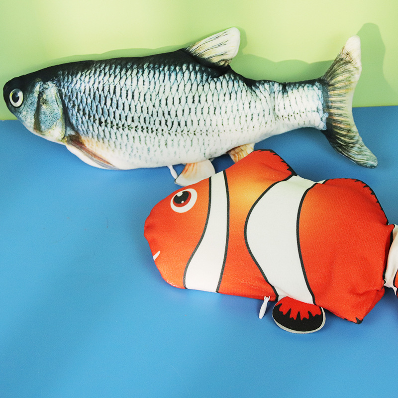 Cat Toy Electric Fish with usb Charging Beating Swing Fish Toy Cat Toy with Mint Plush Cat Toy