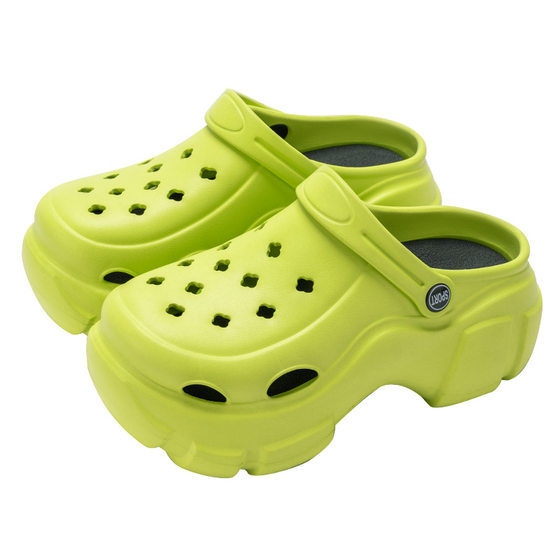 Thick-soled heightening hole shoes popular women's outerwear office non-slip breathable operating room Baotou half slippers women's summer