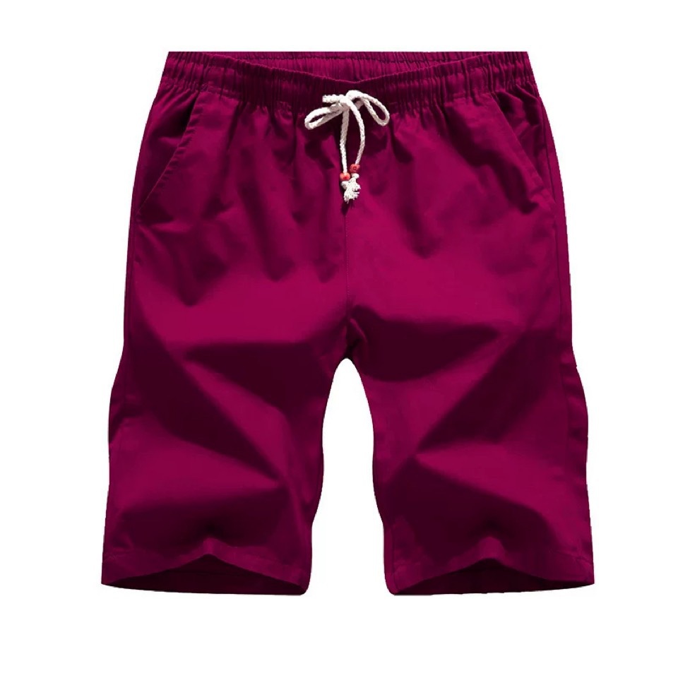 Summer Men's Casual Shorts Youth Spot Pure Cotton Mid-waist Straight Casual Solid Color European and American Men's Pants Cross-Border