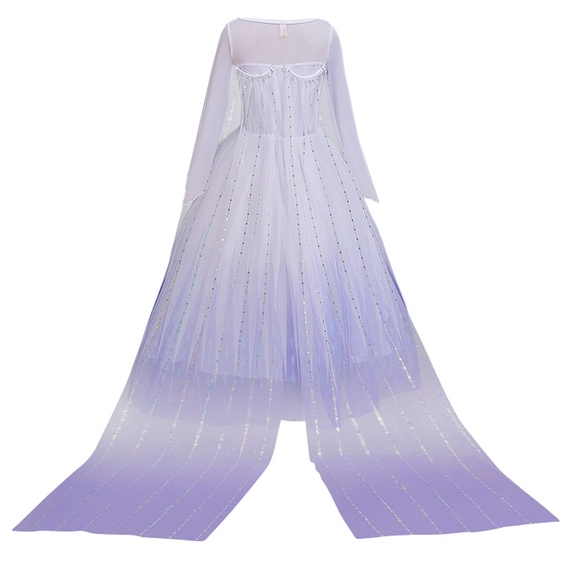 2021 New Frozen 2 Aisha princess dress sequined Halloween elsa white dress long sleeve foreign trade