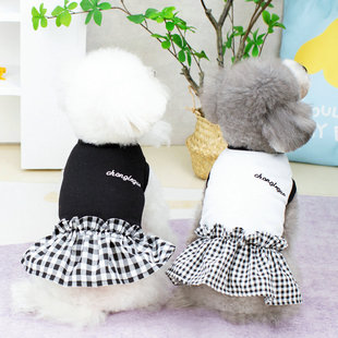 Pet Clothes Black and White Embroidered Skirt Teddy Pet Dog Warm Clothes Small and Medium Dog Clothes New Clothing