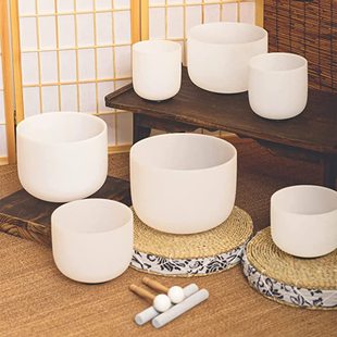 White micro-blemish entry Crystal Bowl chanting Bowl set factory direct yoga meditation decompression sound therapy Buddha sound Bowl