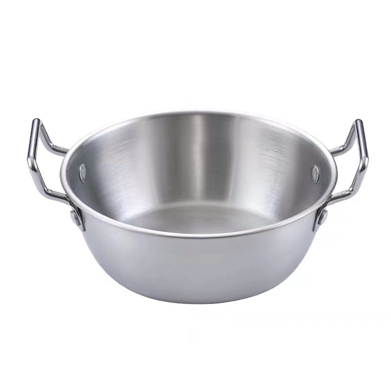 Stainless Steel Bowl Double Ear Bowl Snack Basket Snack Fried Chicken French Fries Korean Style Salad Bowl Hot Pot Sauce Material Bowl Vegetable Preparation Bowl