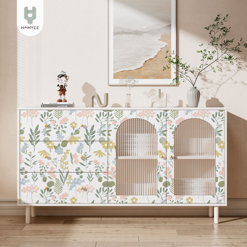 Cross-border wallpaper thickened original wallpaper self-adhesive bedroom decoration green plant flower stickers living room background wall stickers wholesale