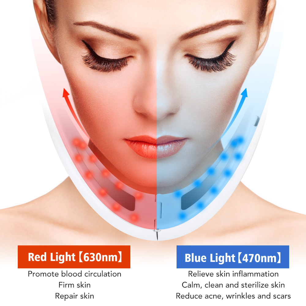 Cross-border micro-current color light thin face meter EMS lifting and tightening mask V face massager intelligent skin rejuvenation thin face meter
