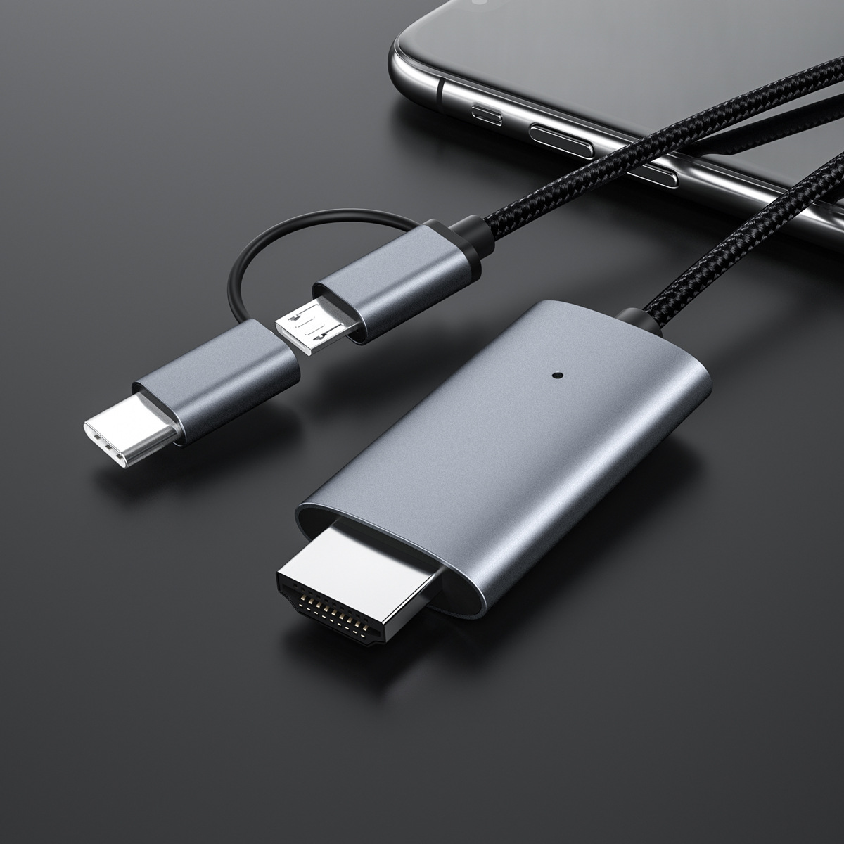 Applicable mobile phone TYPE C MICRO 5PIN to hdmi same screen Cable hdmi HD without power supply