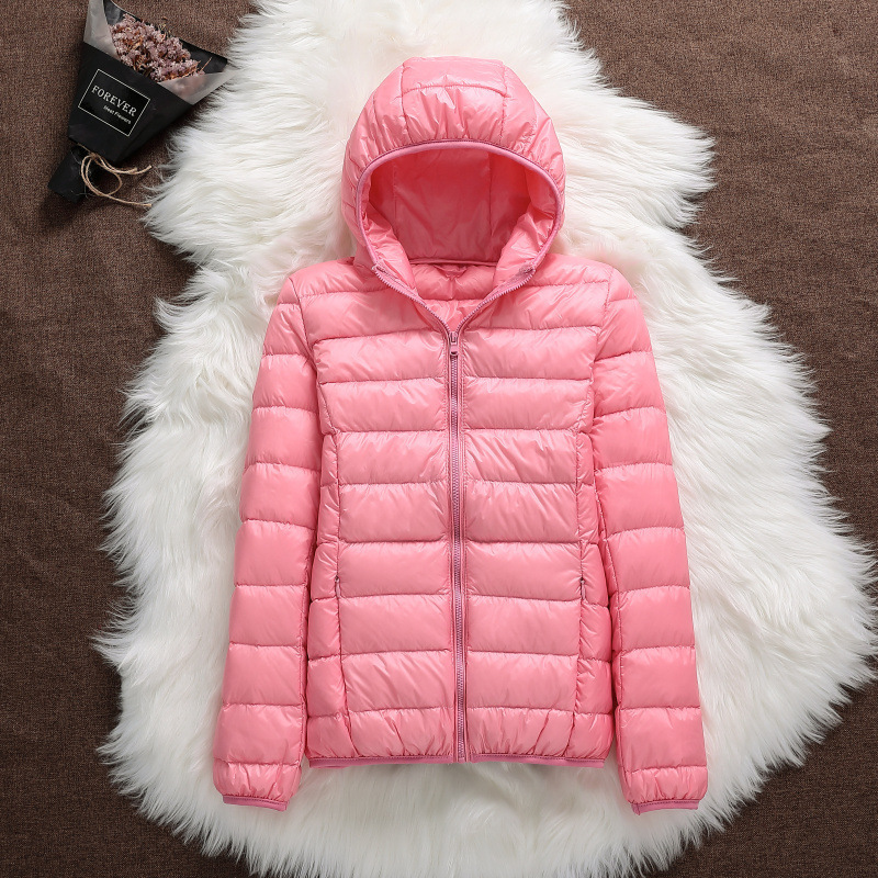 2024 Spring and Autumn New Lightweight Down Jacket Women's Hooded Short Slim-fit Lightweight Thin plus size Collar Jacket