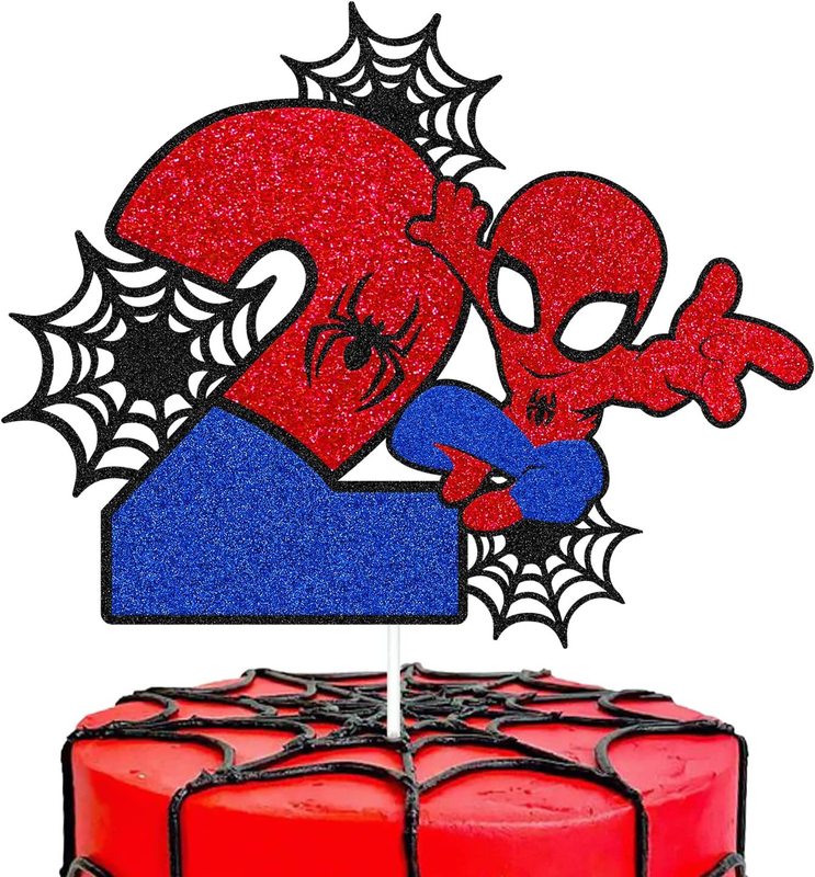 スパイダーマン誕生日番号ケーキトッパー赤ちゃん最初の誕生日パーティーフラグケーキインサート行オフィス文化/化粧品/衣類小道具|undefined