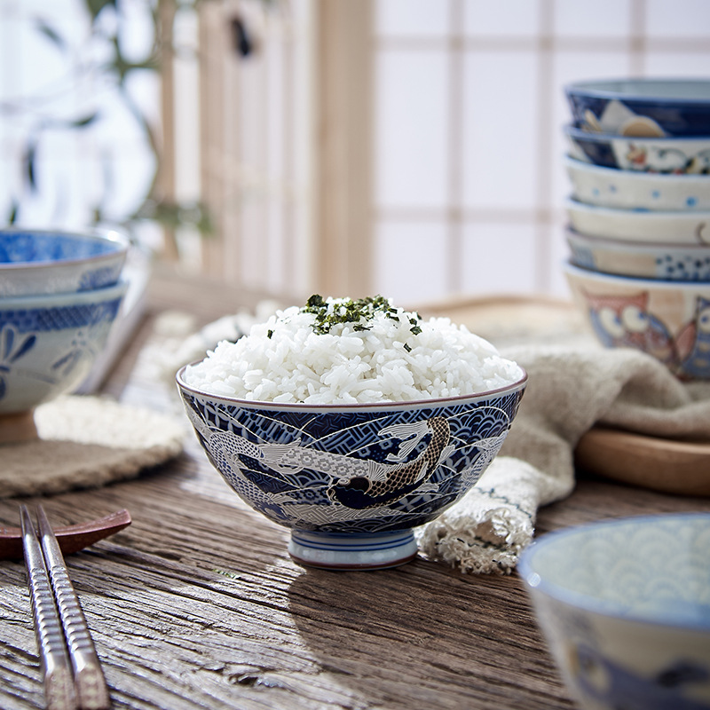 Japanese Imported Household Eating Bowl Underglaze Color Small Bowl Cartoon Candy Japanese Style Ceramic Rice Bowl and Rice Bowl