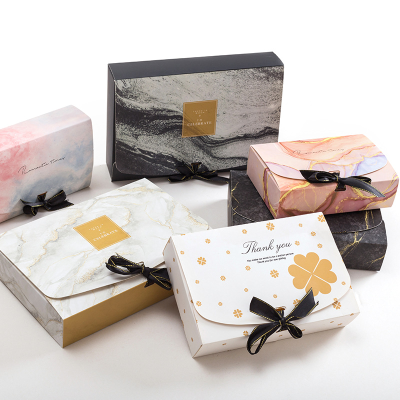 Spot Scarf Scarf Box Bra Underwear Socks Packaging Box Marble Pattern Gift Box Underwear Gift Box Empty Box