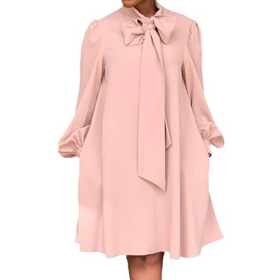 2023 cross-border Amazon women's clothing New plus size pleated European and American independent station solid color temperament commuter dress