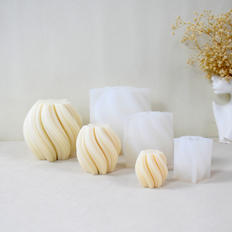 Chukai Cross-border Rotating Wave Aromatherapy Candle Silicone Mould diy Simple Style Home Ornaments Gypsum Abrasives