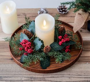 Cross-border new Christmas tree decoration supplies candle aromatherapy Candlestick Garland ring creative home desktop dining table layout